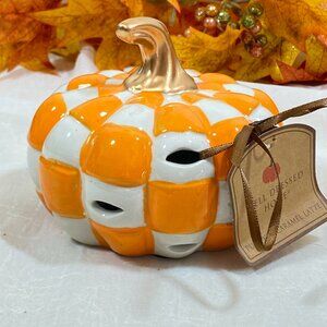 Orange White Check Harvest Pumpkin Potpourri Container Pumpkin Caramel  Sachet